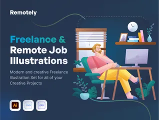 Freelance & Remote Job Illustration Pack