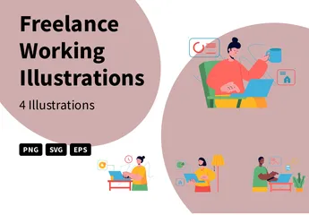Freelance Working Illustration Pack