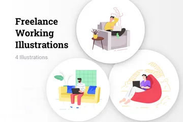 Freelance Working Illustration Pack