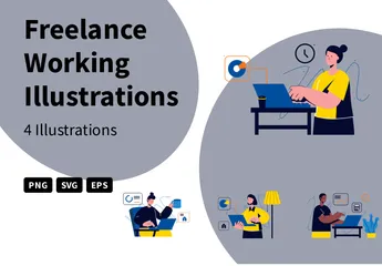 Freelance Working Illustration Pack