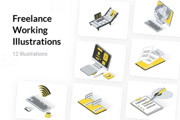 Freelance Working Illustration Pack