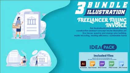 Freelancer Filling Invoice Illustration Pack