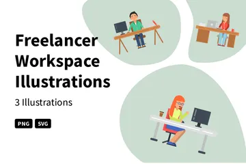 Freelancer Workspace Illustration Pack