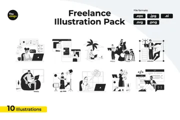 Freelancers trabalhando Pacote de Ilustrações