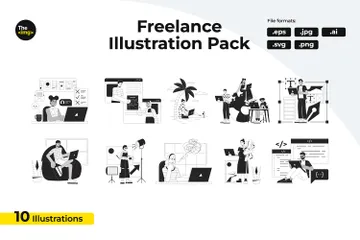 Freelancers Working Illustration Pack