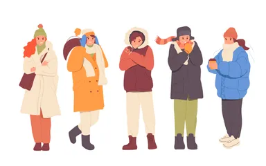 Freezing People Illustration Pack