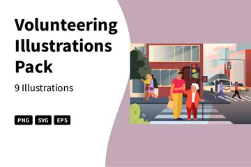 Freiwilligenarbeit Illustrationspack