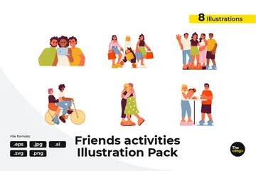 Aktivitäten mit Freunden Illustrationspack
