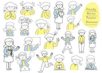 Friendly Teacher Character Illustration Pack