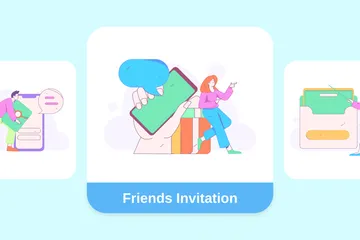 Friends Invitation Illustration Pack