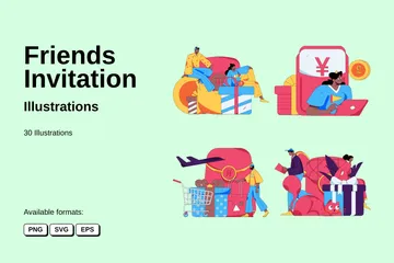 Friends Invitation Illustration Pack