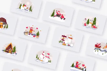 Frohe Weihnachten Illustrationspack