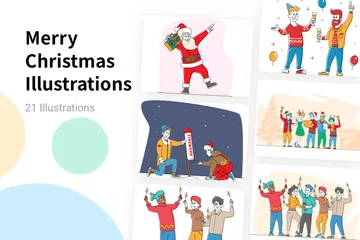 Frohe Weihnachten Illustrationspack