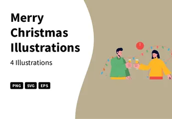Frohe Weihnachten Illustrationspack