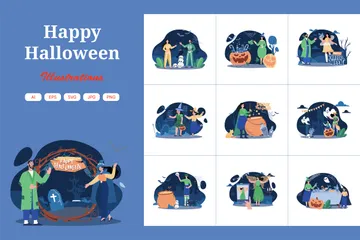 Fröhliches Halloween Illustrationspack