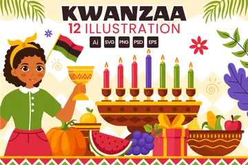 Frohes Kwanzaa-Fest Illustrationspack