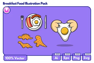 Frühstück Essen Getränke Illustrationspack