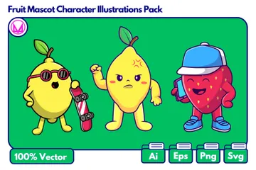 Fruits, mascotte Pack d'Illustrations