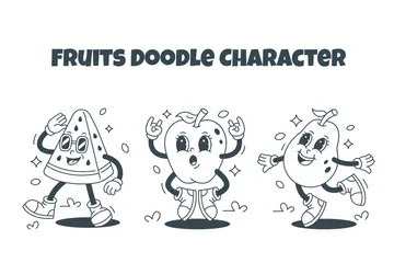 Personnage de fruits Doodle Pack d'Illustrations