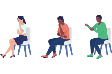 Frustrated Pupils Sitting On Chairs Illustration Pack