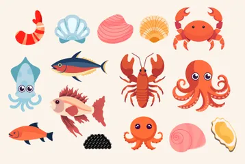 Frutos do mar Pacote de Ilustrações