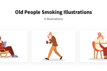 Idosos Fumando Pacote de Ilustrações
