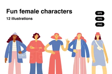 Fun Female Characters Illustration Pack