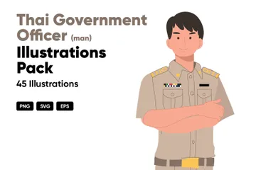 Funcionario del gobierno tailandés Paquete de Ilustraciones