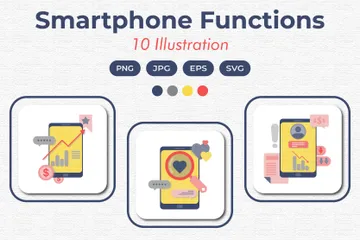 Funciones del teléfono inteligente Paquete de Ilustraciones