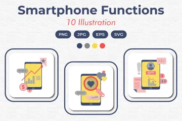 Funções do smartphone Pacote de Ilustrações