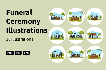 Funeral Ceremony Illustration Pack