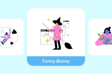 Funny Bunny Illustration Pack