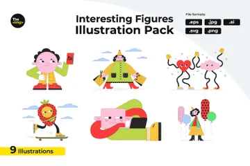Funny Geometric Shape People Illustration Pack