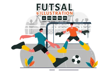 Fútbol sala o deporte de fútbol Paquete de Ilustraciones