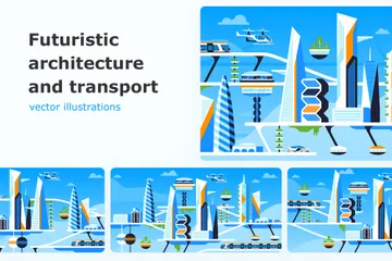 Futuristic City Illustration Pack