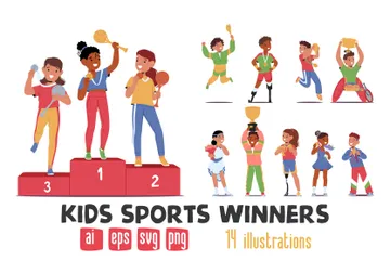 Ganadores de deportes infantiles Paquete de Ilustraciones