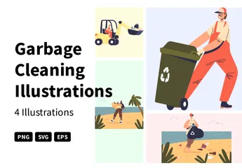 Garbage Cleaning Illustration Pack