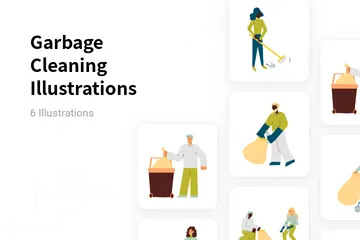 Garbage Cleaning Illustration Pack