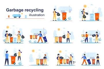 Garbage Recycling Illustration Pack