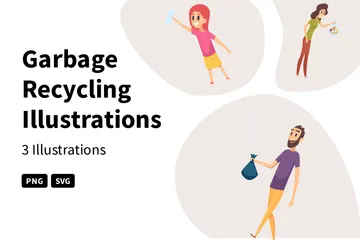 Garbage Recycling Illustration Pack