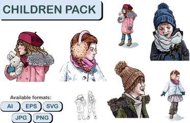 Garçon et fille Pack d'Illustrations