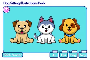 Chien assis Pack d'Illustrations