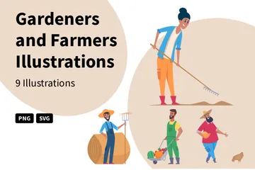 Gardeners And Farmers Illustration Pack