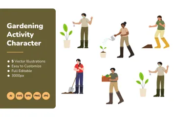 Gardening Activity Character Illustration Pack