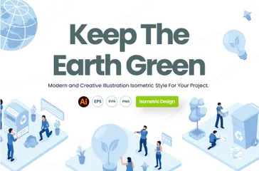 Gardez la Terre verte isométrique Pack d'Illustrations