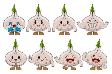 Garlic Mascot Illustration Pack