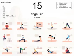 Garota de ioga Pacote de Ilustrações