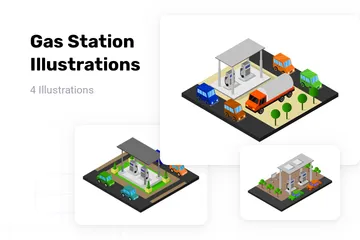 Gas Station Illustration Pack
