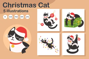 Gato de Natal Pacote de Ilustrações