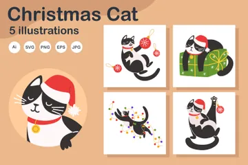 Gato de navidad Paquete de Ilustraciones